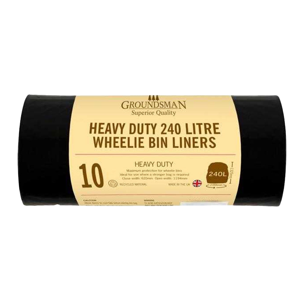 Black - Front - Groundsman Wheelie Bin Liners (Pack Of 10)