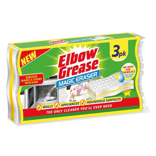 White-Yellow - Front - Elbow Grease Sponge Scourers (Pack of 3)