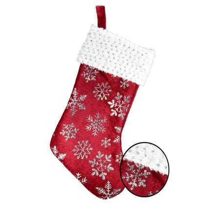 Red-White - Front - Davies Products Velvet Snowflake Stocking