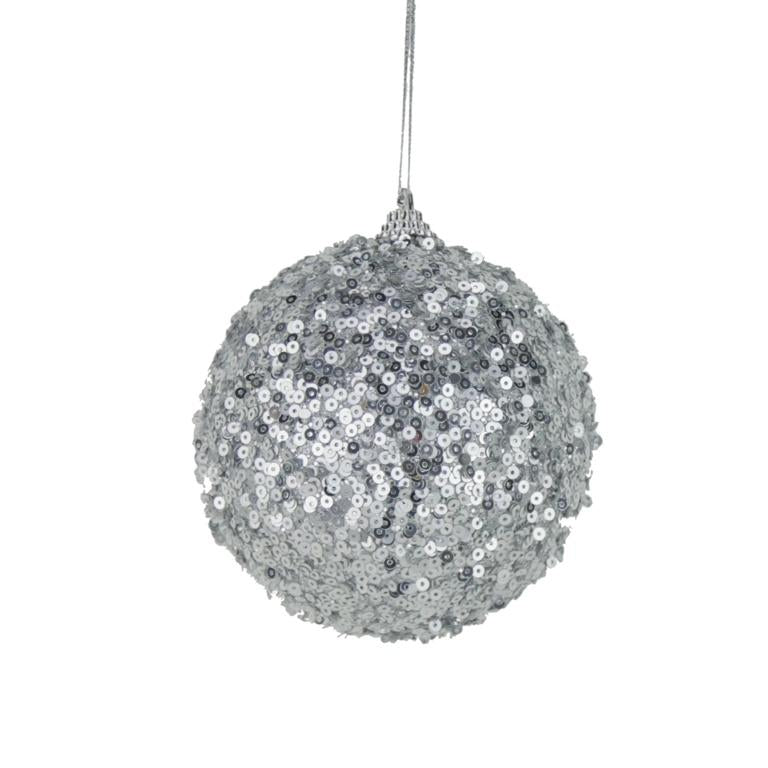 Silver - Front - Davies Products Sequin Bauble