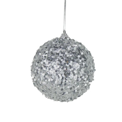 Silver - Front - Davies Products Sequin Bauble
