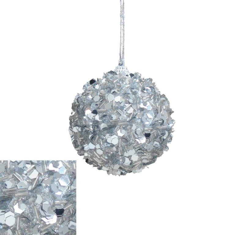 Silver - Front - Davies Products Glitter Bauble