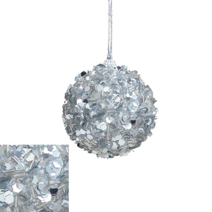 Silver - Front - Davies Products Glitter Bauble