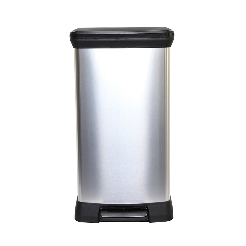 Black-Silver - Front - Curver 50L Pedal Bin
