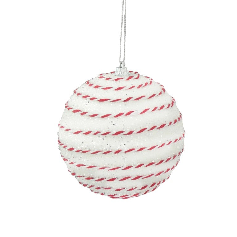 White-Red - Front - Davies Glitter Candy Bauble