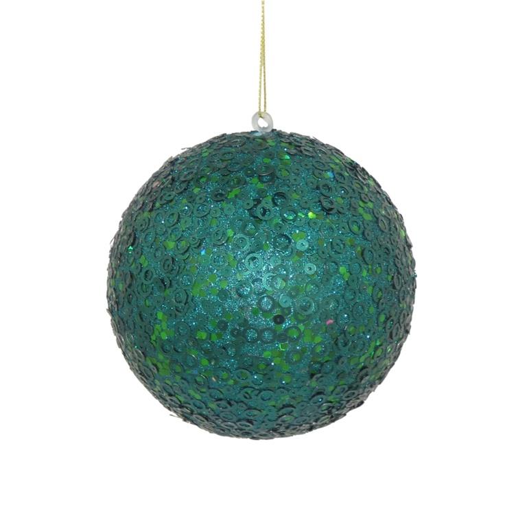 Green - Front - Davies Glitter Sequins Bauble