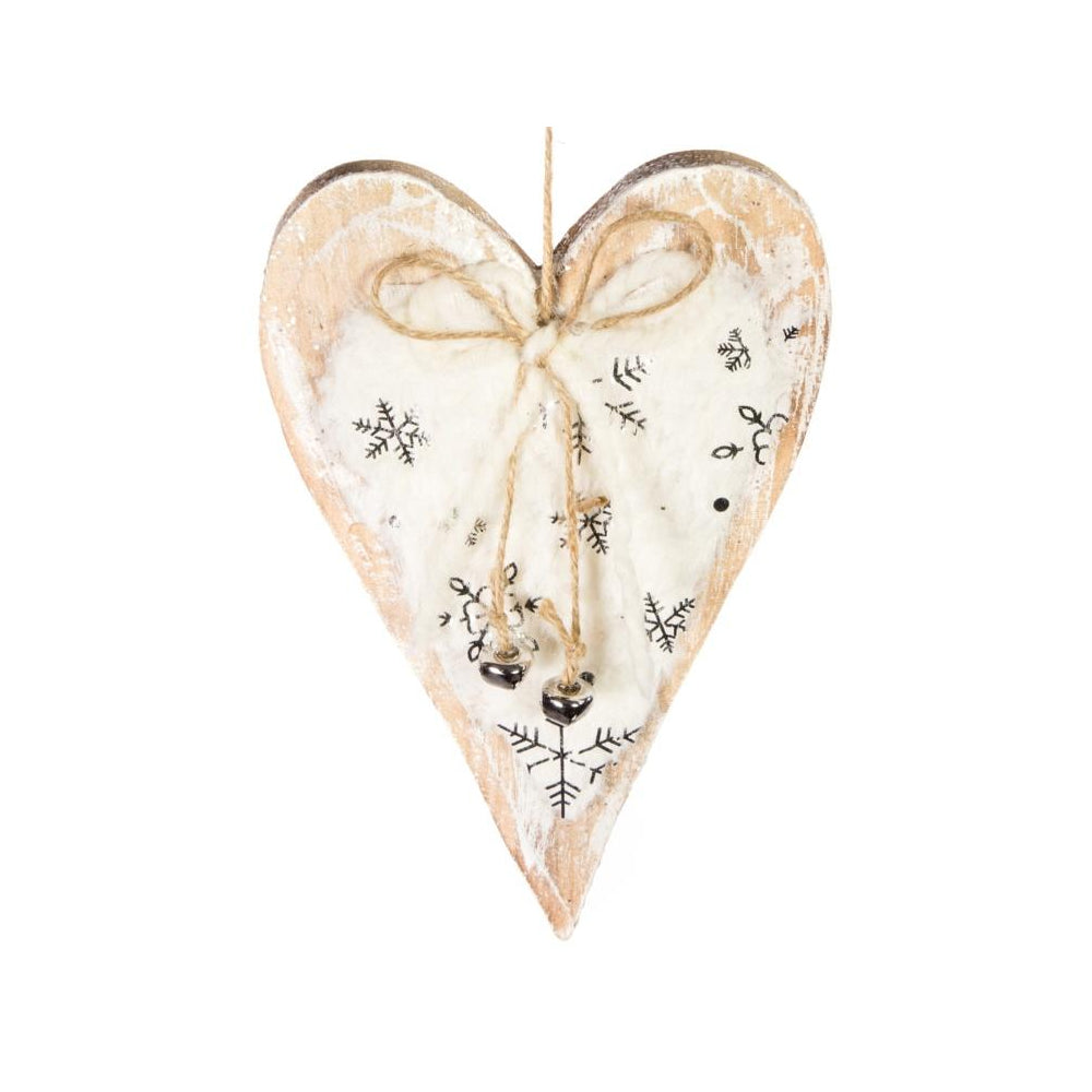 Gold - Front - Premier Wood Heart Christmas Decoration