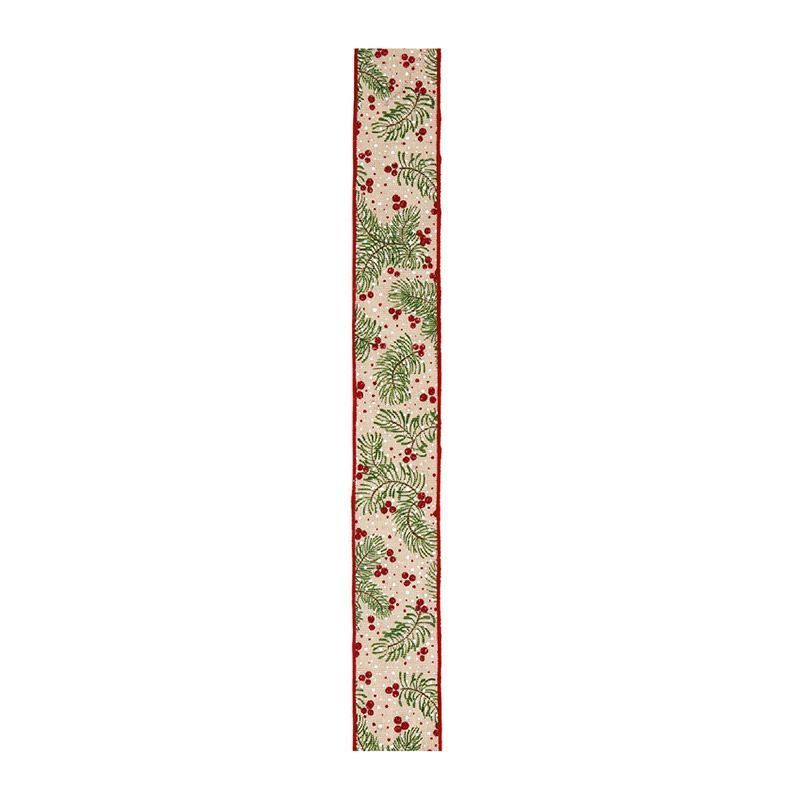 Beige-Red-Evergreen - Back - Premier Floral Ribbon