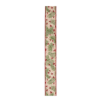 Beige-Red-Evergreen - Back - Premier Floral Ribbon