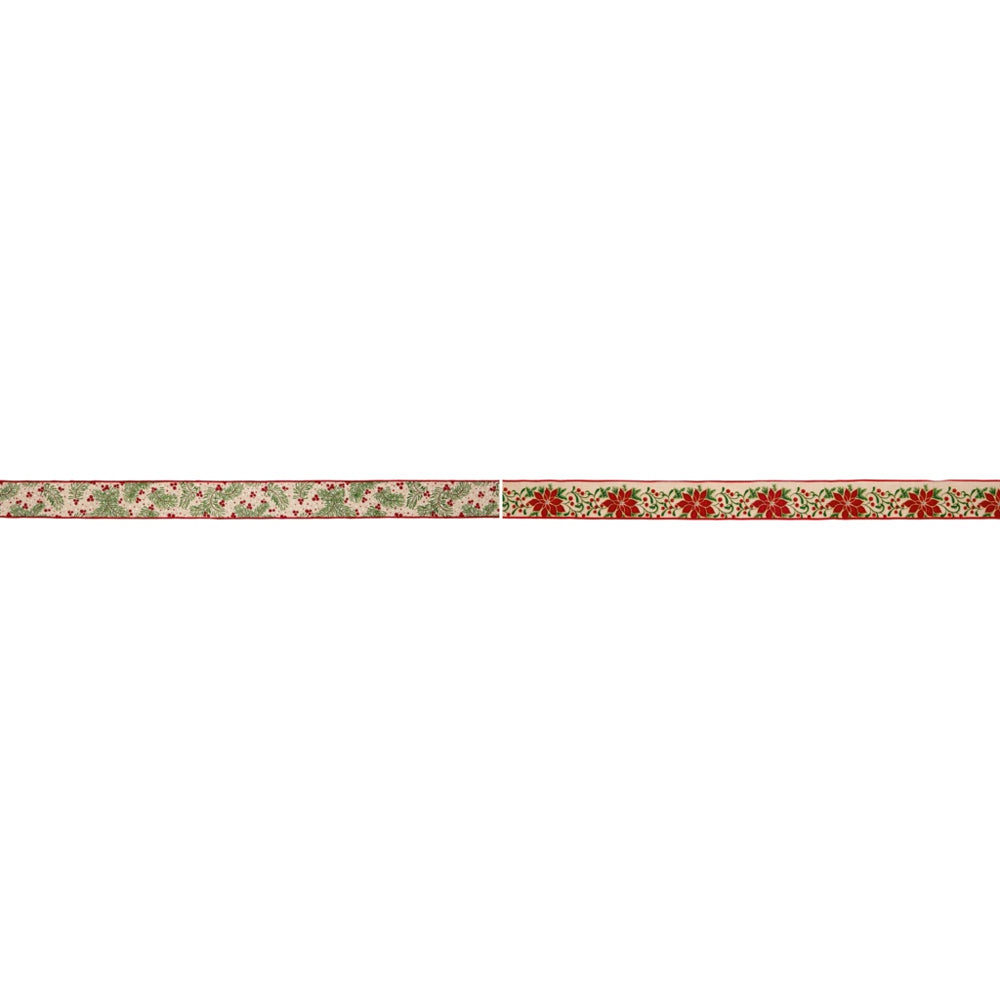 Beige-Red-Evergreen - Front - Premier Floral Ribbon
