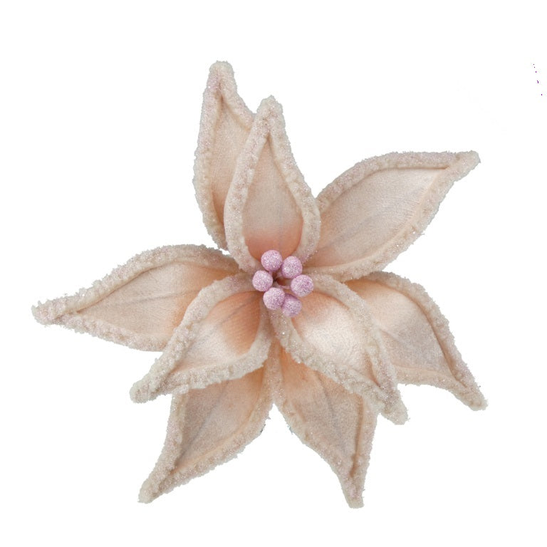 Pink - Front - Davies Products Faux Fur Poinsettia Christmas Decoration