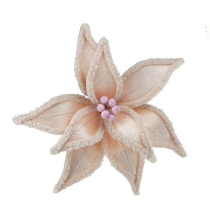 Pink - Front - Davies Products Faux Fur Poinsettia Christmas Decoration