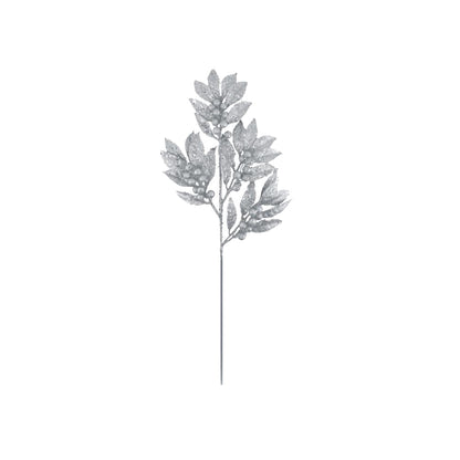 Silver - Front - Davies Products Glitter Laurel & Berry Christmas Decoration