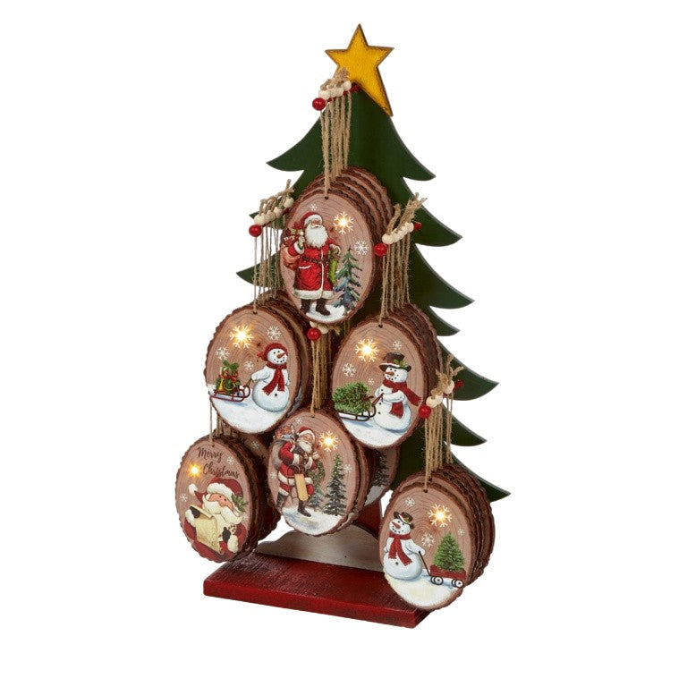 Red-Green - Front - Premier Santa And Snowman Christmas Tree Decoration