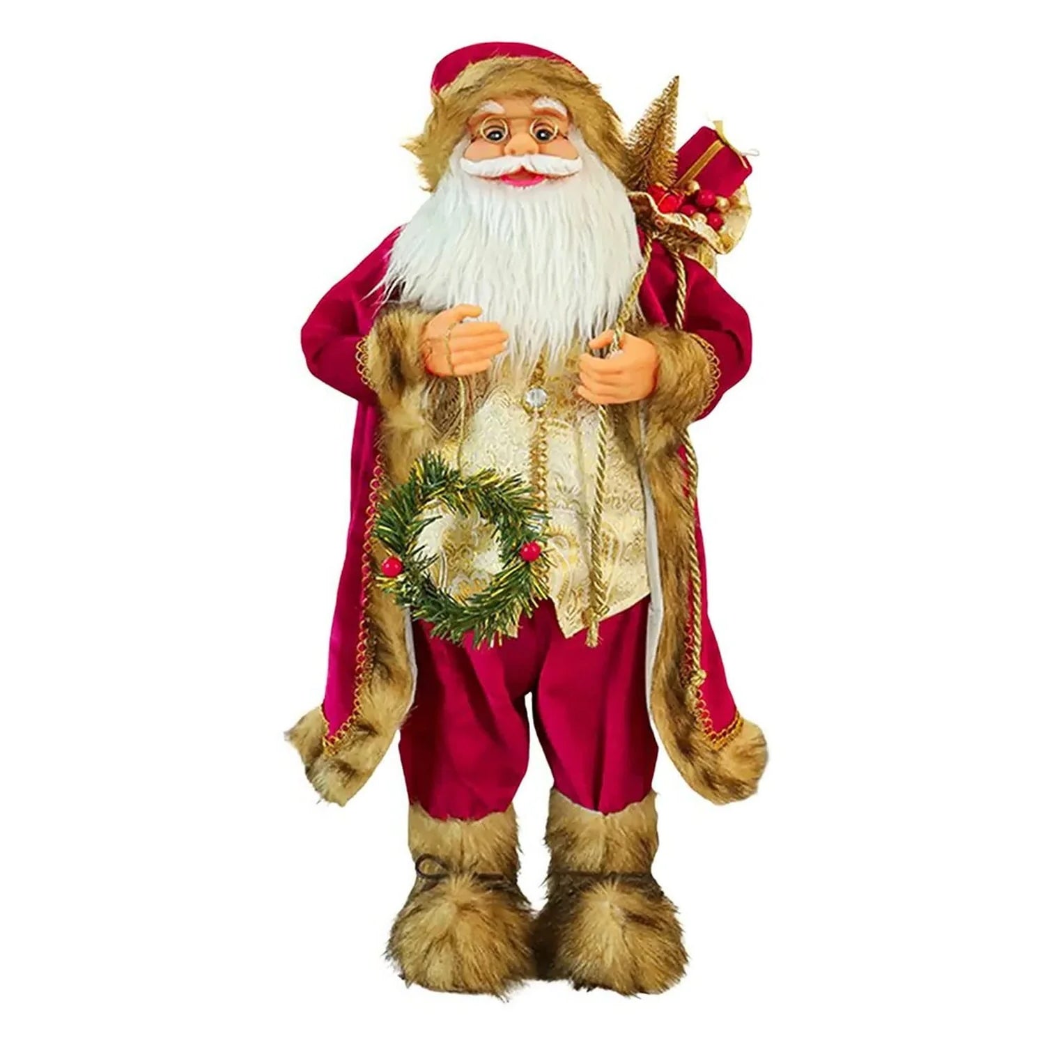 Burgundy - Back - Premier Standing Santa with Glasses Decoration