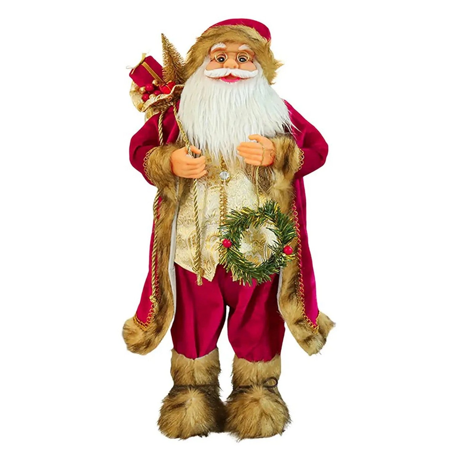 Burgundy - Front - Premier Standing Santa with Glasses Decoration