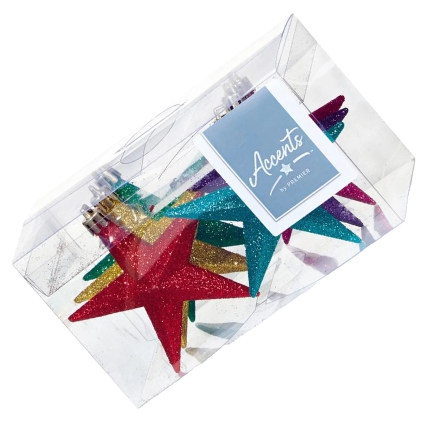 Multicoloured - Back - Premier Glitter Rainbow Stars Tree Decoration (Pack of 6)