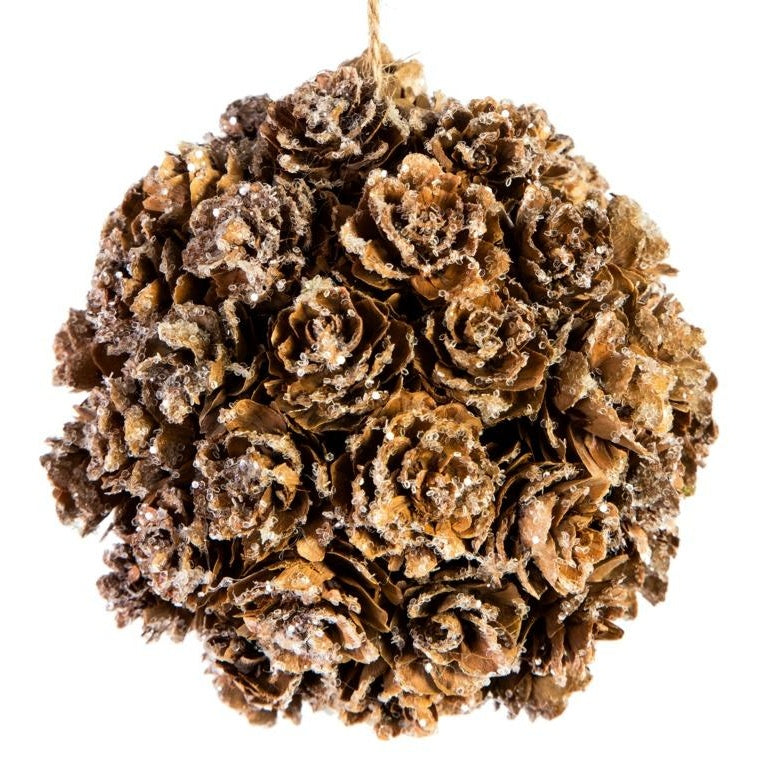 Natural - Front - Premier Glitter Pinecone Hanging Decoration