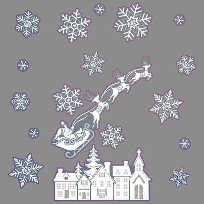 Grey-White - Front - Davies Products Santa Sleigh Window Sticker