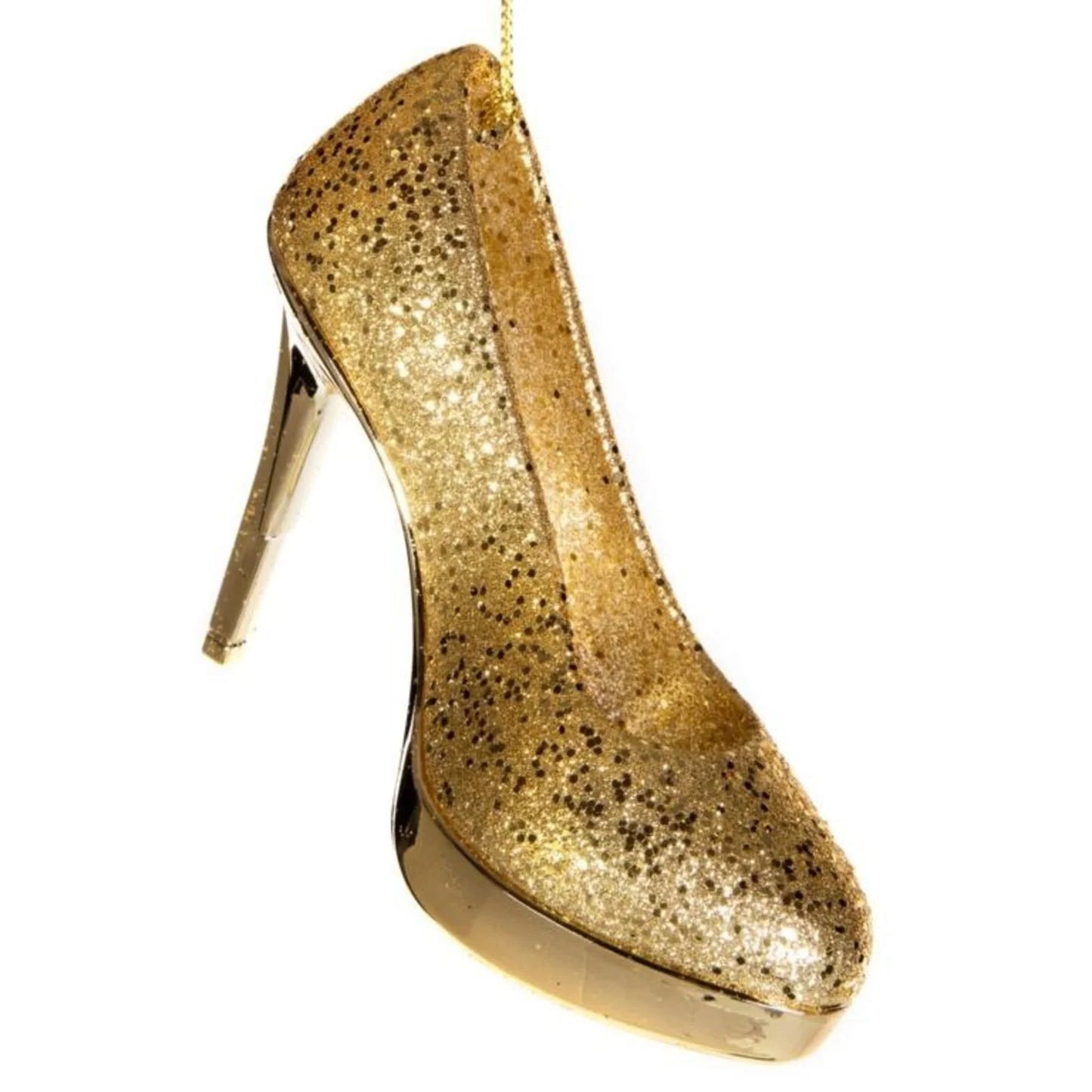 Gold - Back - Premier Glitter High Heel Shoe Christmas Decoration
