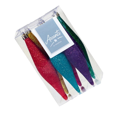 Multicoloured - Back - Premier Glitter Christmas Decoration (Pack of 6)