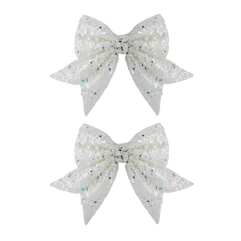 White - Front - Davies Products Frosted Bow Tie (Pack of 2)