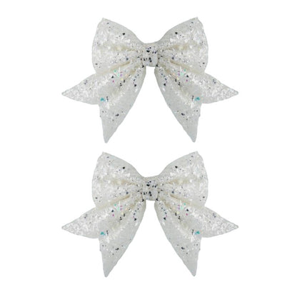 White - Front - Davies Products Frosted Bow Tie (Pack of 2)
