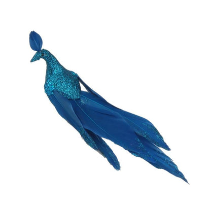 Kingfisher Blue - Front - Davies Products Feather Peacock Christmas Decoration