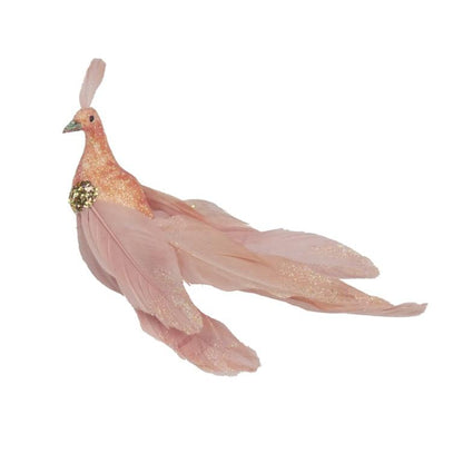 Blush - Front - Davies Products Feather Peacock Christmas Decoration