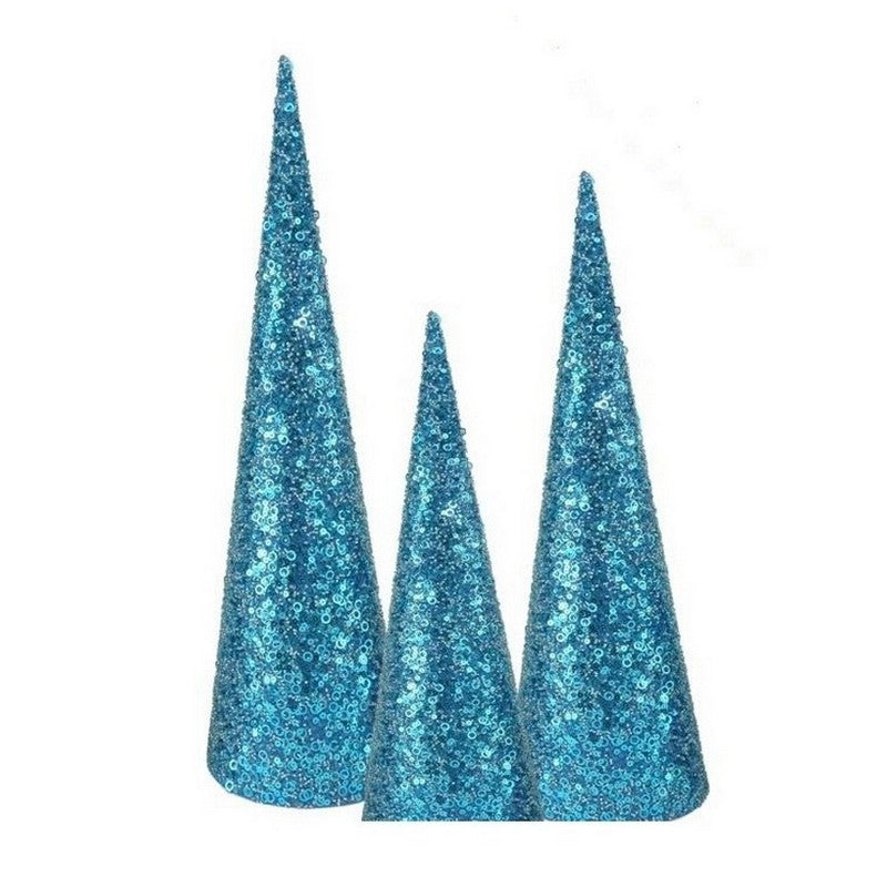 Teal - Front - Davies Products Deco Cones Christmas Decoration (Pack of 3)