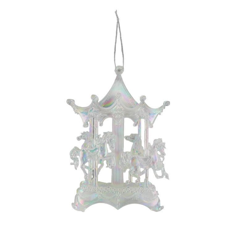 Clear - Front - Davies Products Iridescent Carousel Christmas Decoration