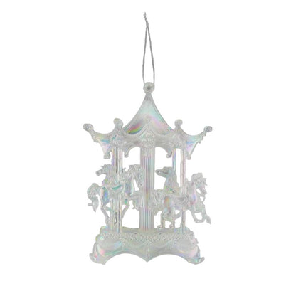 Clear - Front - Davies Products Iridescent Carousel Christmas Decoration