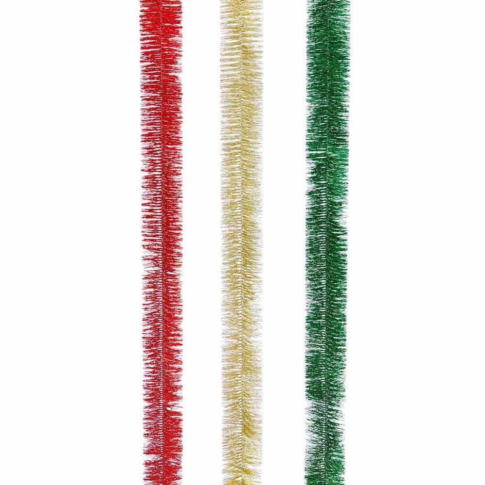 Red-Gold-Green - Front - Premier Lasered Tinsel (Pack Of 3)