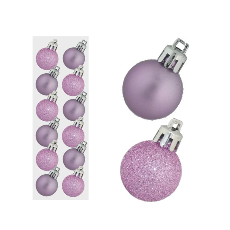 Lilac - Front - Davies Products Glitter Mini Bauble (Pack of 12)