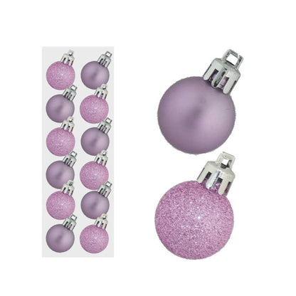 Lilac - Front - Davies Products Glitter Mini Bauble (Pack of 12)