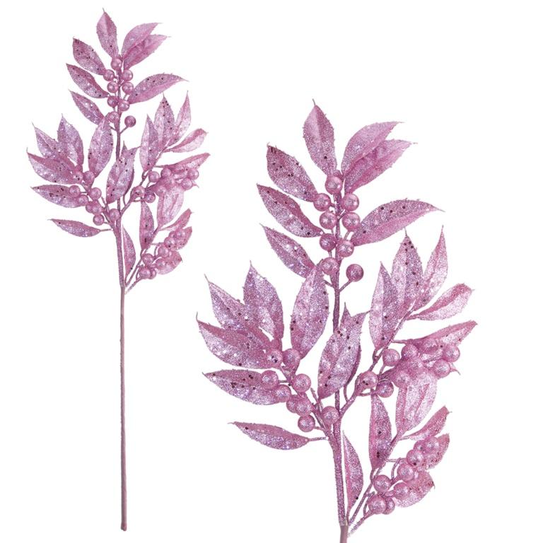Pink - Front - Davies Products Glitter Laurel & Berry Christmas Decoration