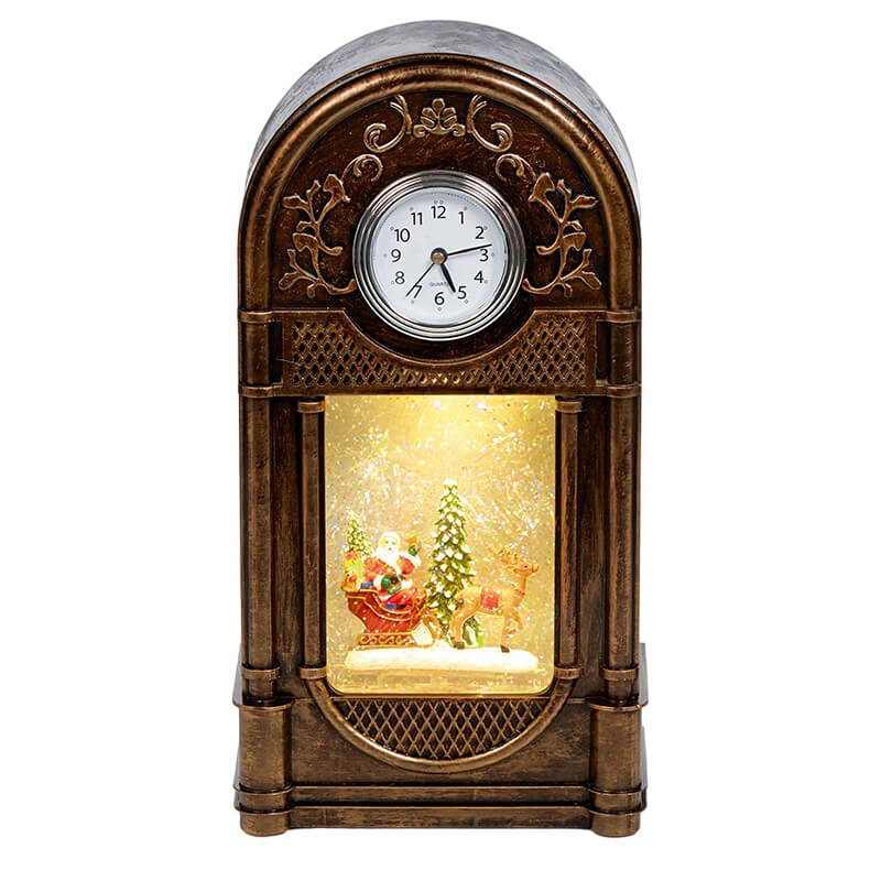 Antique Gold - Front - Premier Antique Santa Claus Christmas Mantel Clock