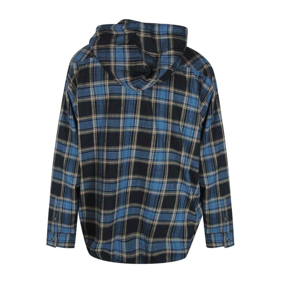 Blue-Black - Back - Diesel Mens Checkered Hooded Shirt