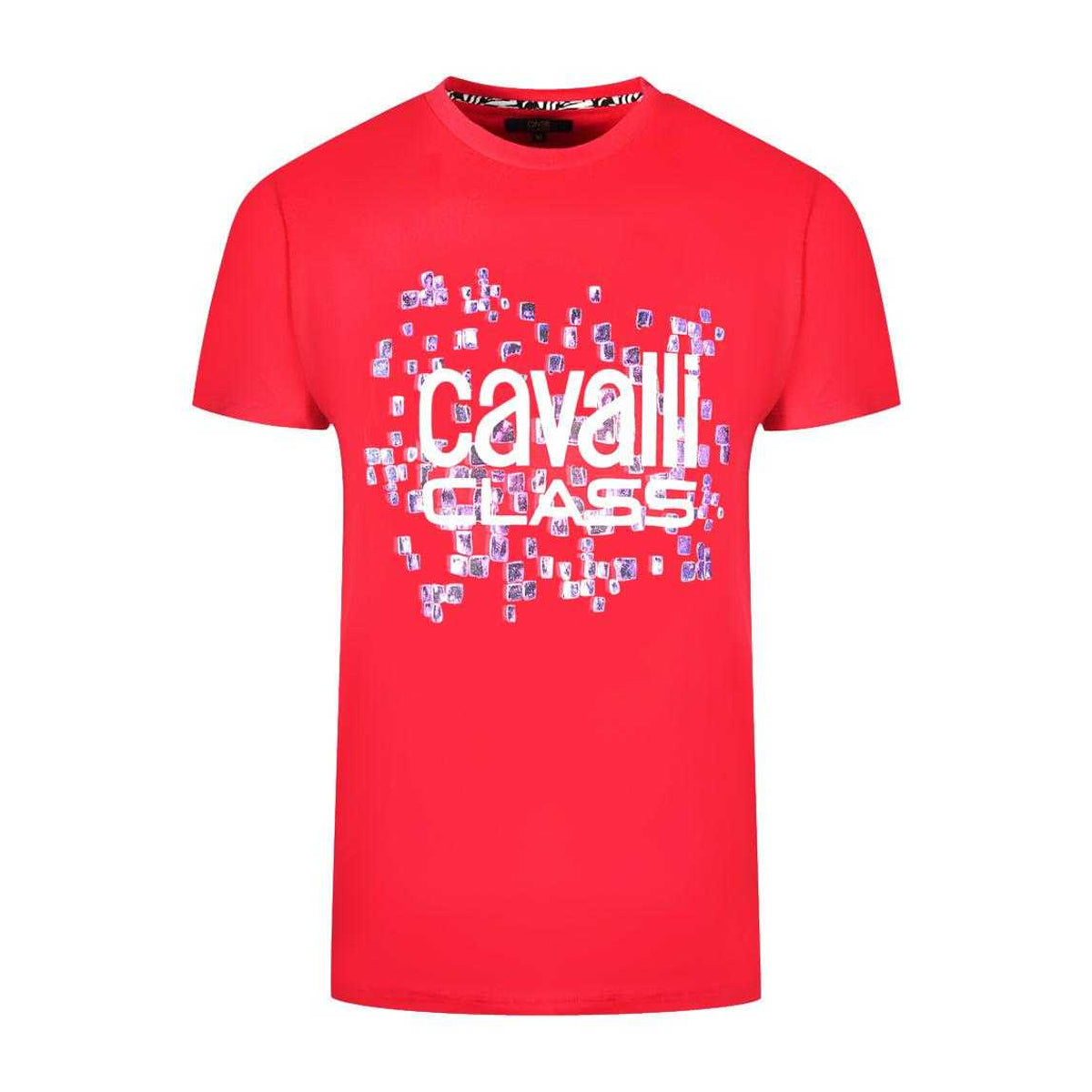 Red - Front - Cavalli Class Unisex Adult Scales Logo T-Shirt