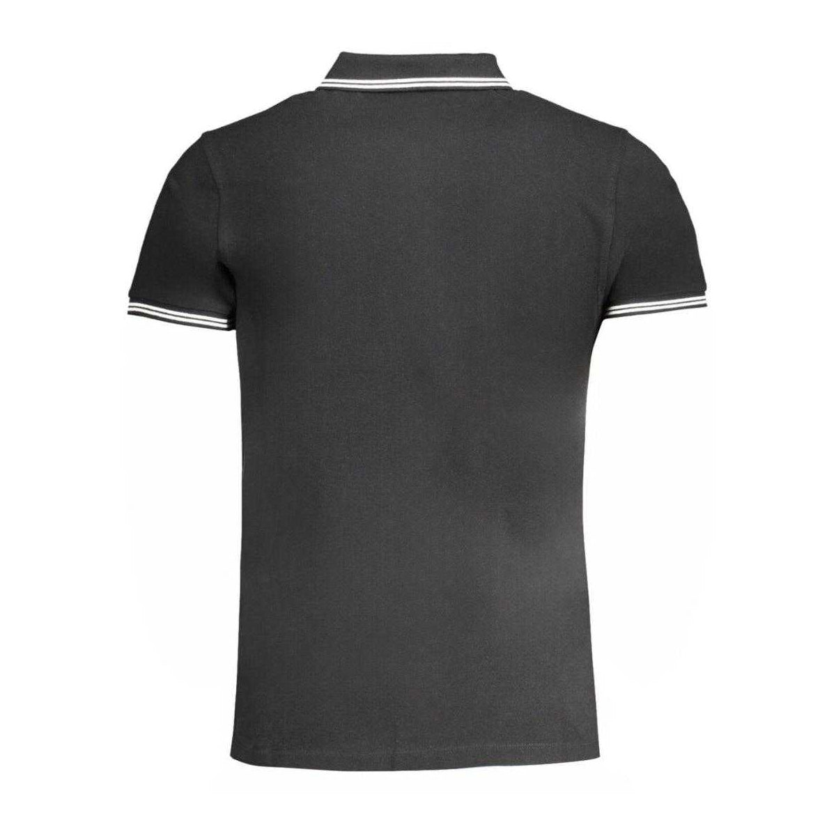 Black - Back - Cavalli Class Mens Tipped Logo Polo Shirt