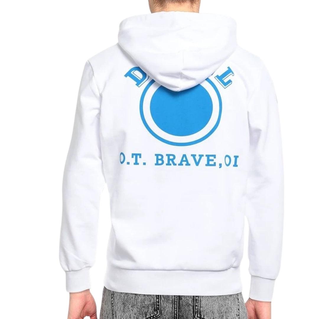 White - Side - Diesel Mens Distressed Dot Logo Hoodie