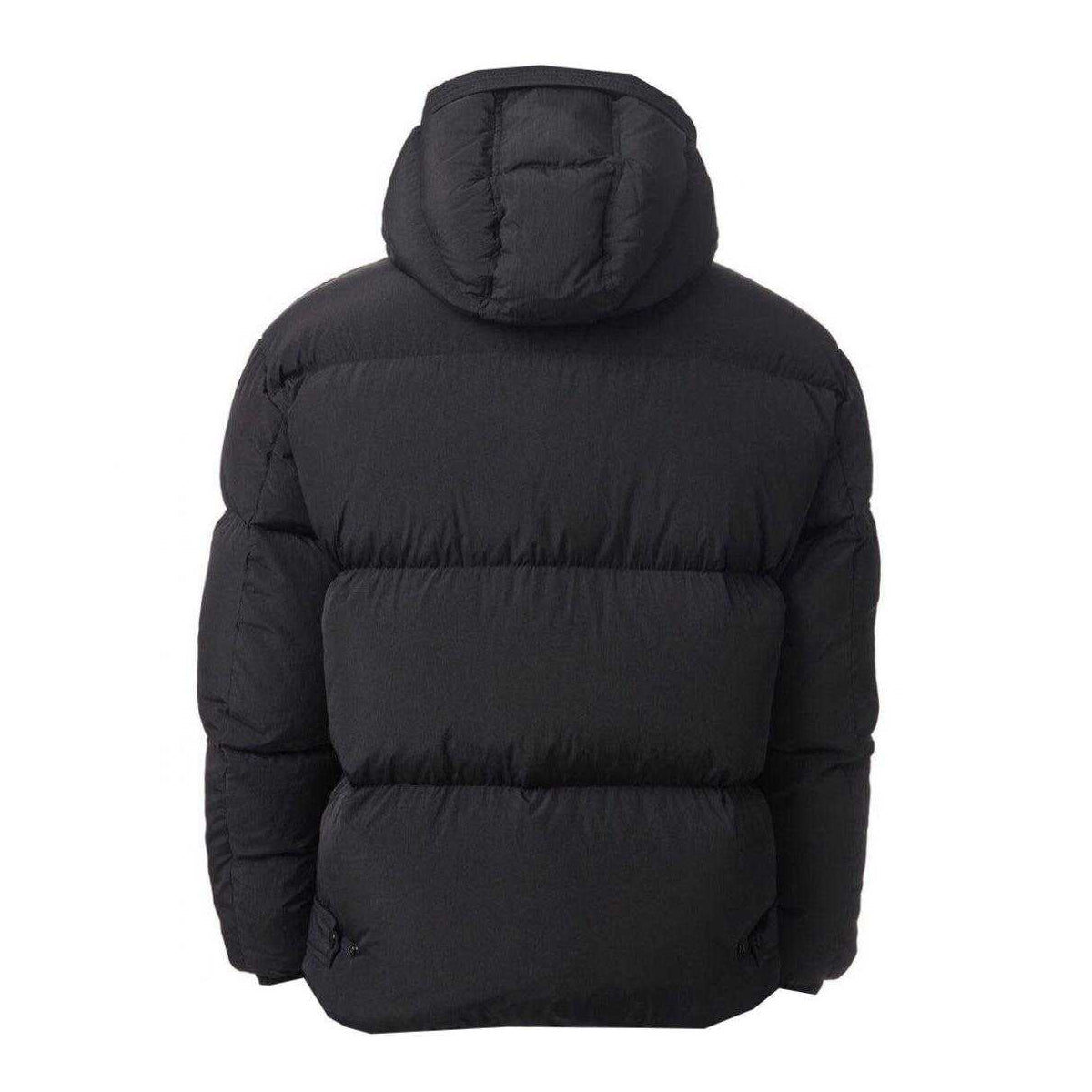 Black - Back - Diesel Mens Plain Hooded Padded Jacket