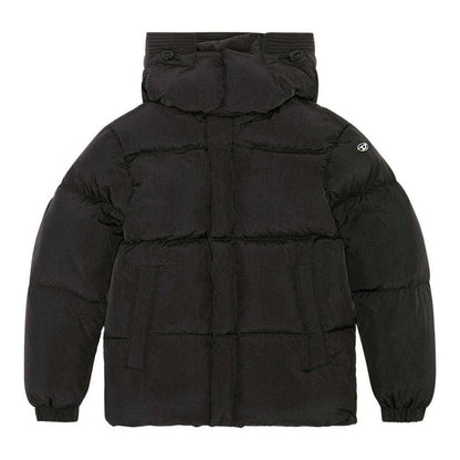 Black - Front - Diesel Mens Plain Hooded Padded Jacket