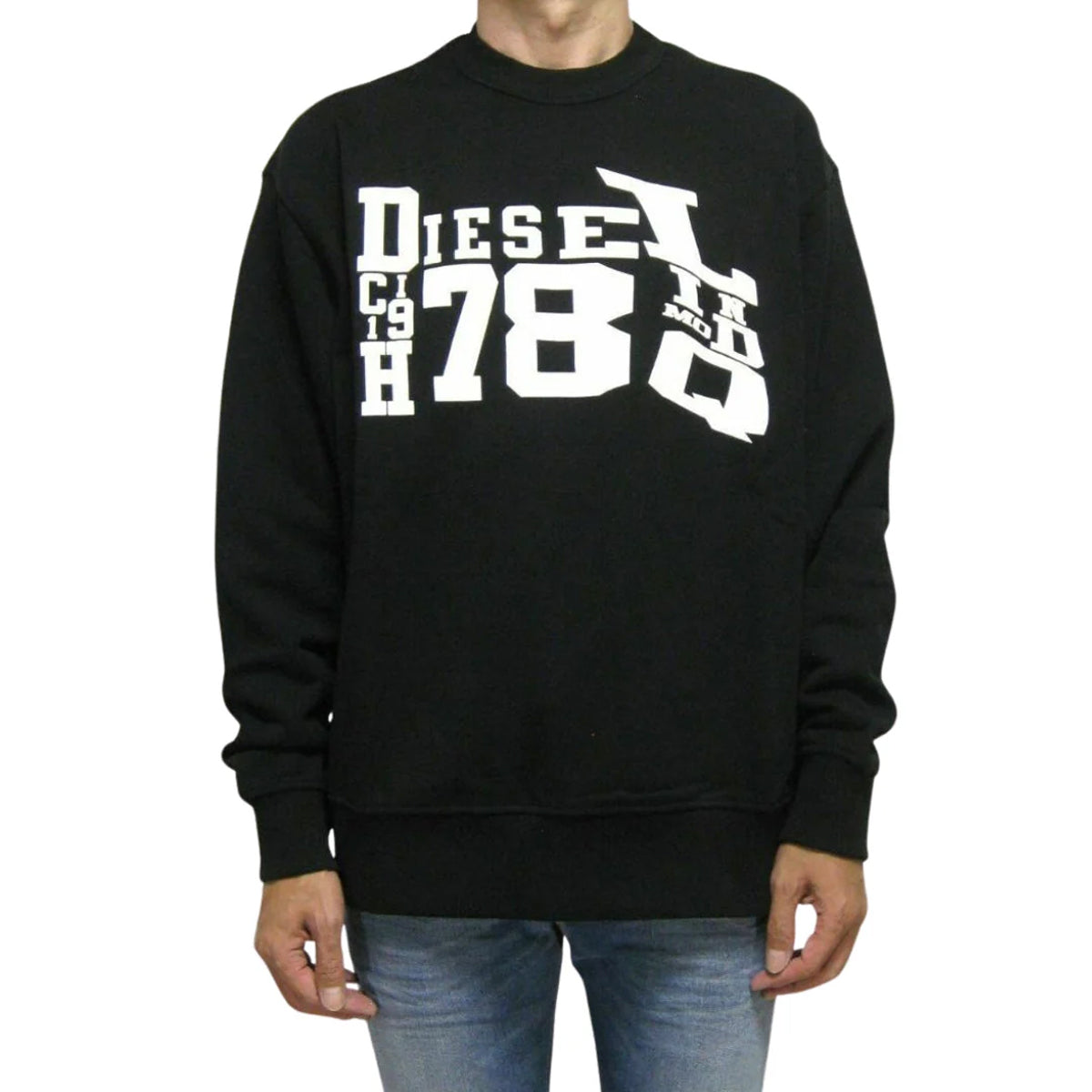 Black - Side - Diesel Unisex Adult Distorted Logo Sweatshirt