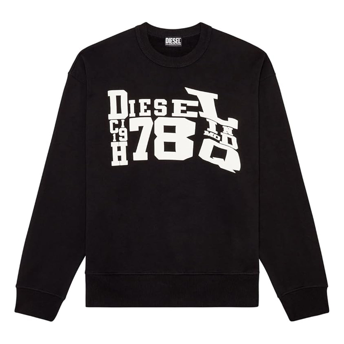 Black - Front - Diesel Unisex Adult Distorted Logo Sweatshirt
