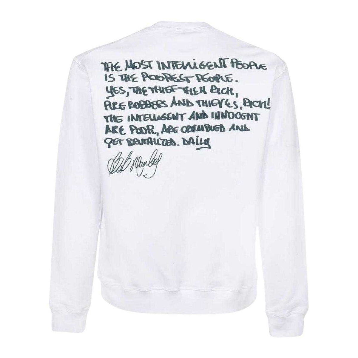 White - Back - DSquared2 Mens Bob Marley Cool Fit Sweatshirt