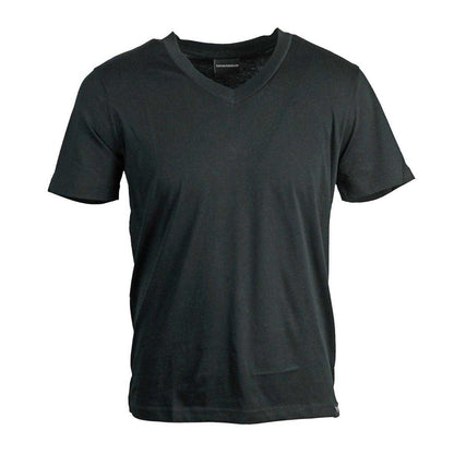 Black - Front - Emporio Armani Unisex Adult Plain V Neck T-Shirt