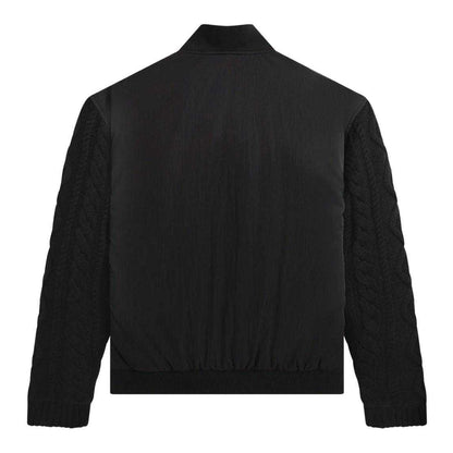 Black - Back - Fred Perry Mens Cable Knit Bomber Jacket