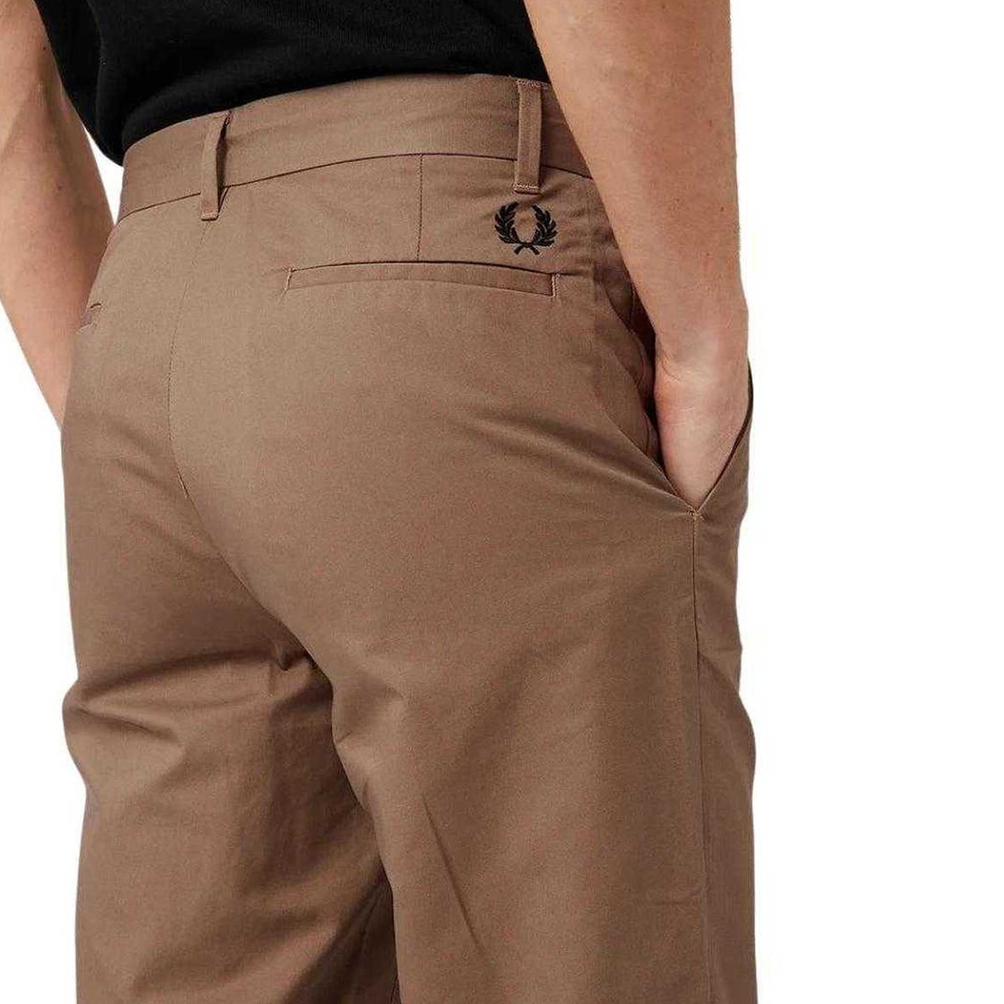 Brown - Back - Fred Perry Mens Classic Trousers