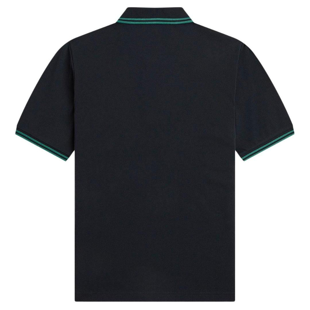 Black - Back - Fred Perry Mens Double Tipped Collar Polo Shirt